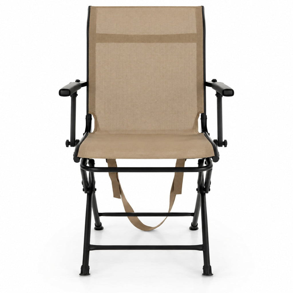 Airfind Foldable Swivel Hunting Chair with Mesh Back, Armrests and Wide Feet, 330 lbs Capacity for Ground Blind and Outdoor Use, Coffee