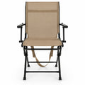 Airfind Foldable Swivel Hunting Chair with Mesh Back, Armrests and Wide Feet, 330 lbs Capacity for Ground Blind and Outdoor Use, Coffee