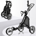 Airfind Folding 3 Wheel Golf Push Cart with Aluminum Frame and Storage Bag and Scoreboard and Adjustable Handle and Cup Holder, Gray