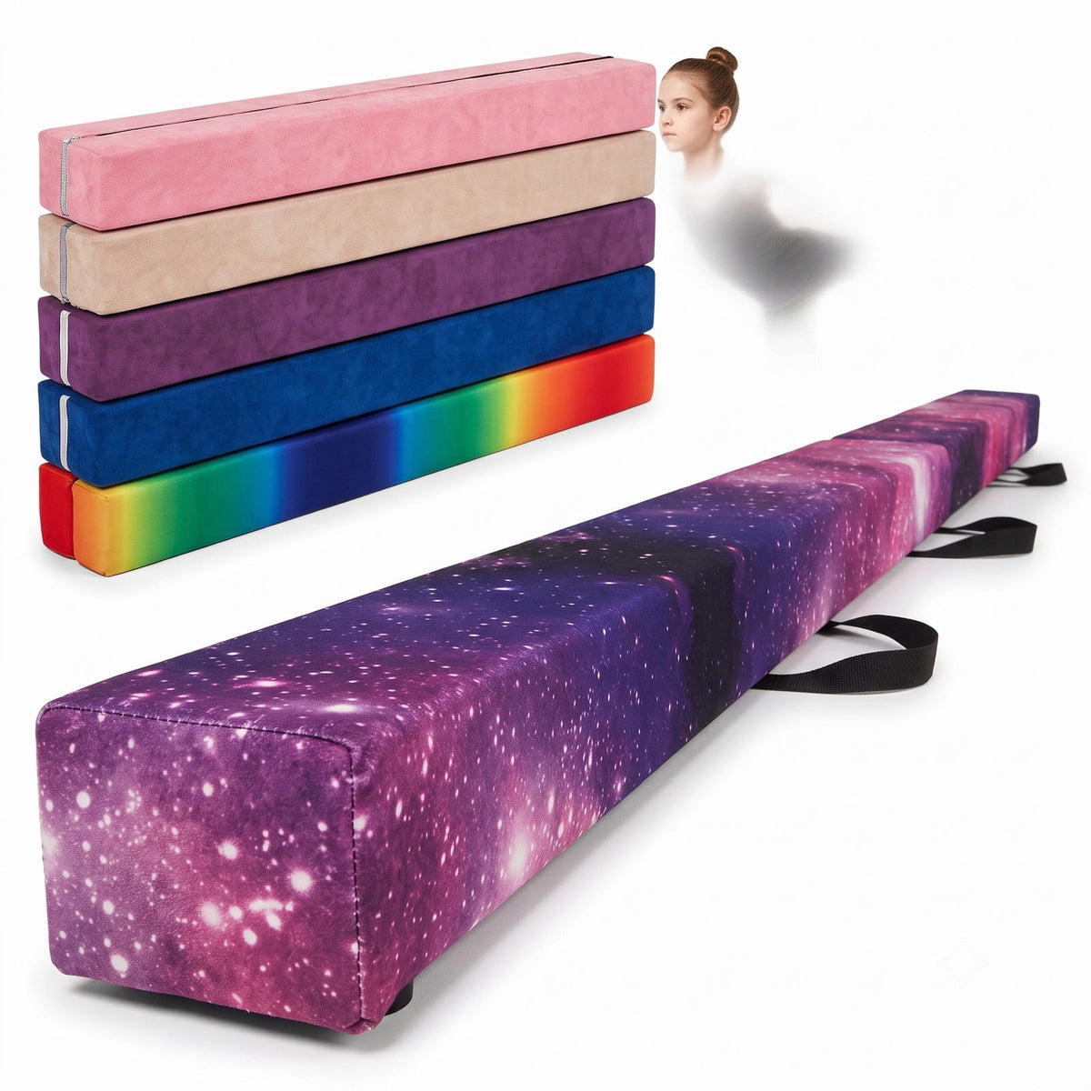 Airfind Folding Balance Beam for Kids with Solid Wood Base and Anti-slip Bottom for Home Gymnastics Training and Practice, Galaxy