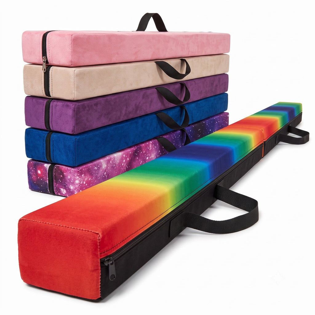 Airfind Folding Balance Beam for Kids with Solid Wood Base and Anti-slip Bottom for Home Gymnastics Training and Practice, Rainbow