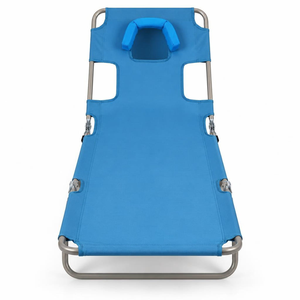Airfind Folding Beach Lounge Chair with Adjustable Backrest for Lawn, 330 lbs Capacity, Metal Oxford Fabric Polyester Sponge Frame, Blue