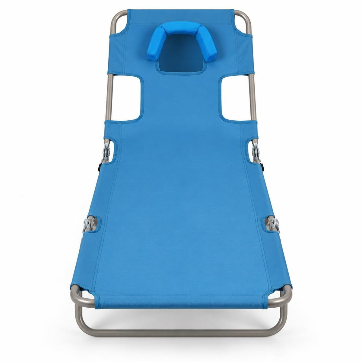 Airfind Folding Beach Lounge Chair with Adjustable Backrest for Lawn, 330 lbs Capacity, Metal Oxford Fabric Polyester Sponge Frame, Blue