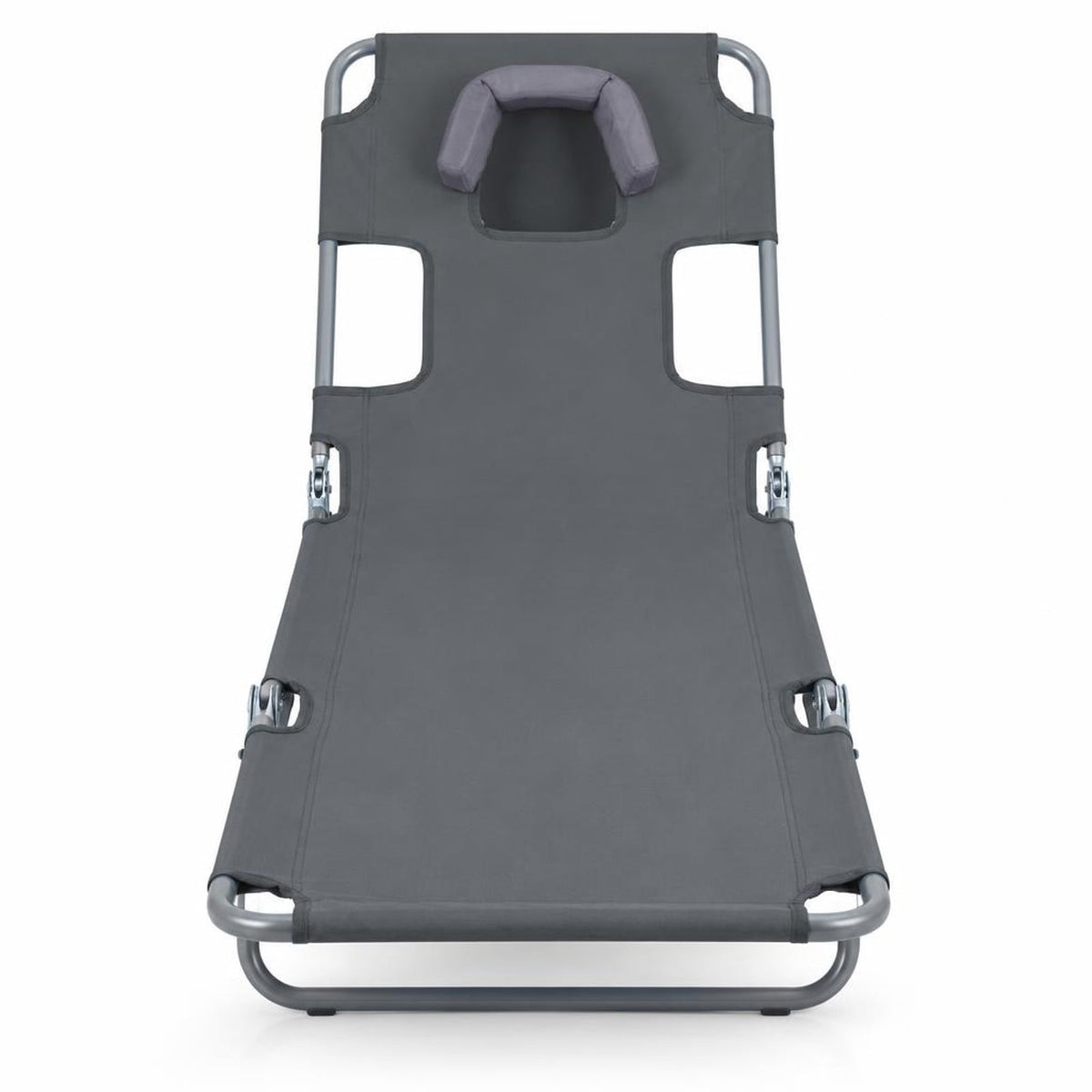 Airfind Folding Beach Lounge Chair with Adjustable Backrest for Lawn, 330 lbs Capacity, Metal Oxford Fabric Polyester Sponge Frame, Gray