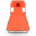 Airfind Folding Beach Lounge Chair with Adjustable Backrest for Lawn, 330 lbs Capacity, Metal Oxford Fabric Polyester Sponge Frame, Orange