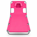 Airfind Folding Beach Lounge Chair with Adjustable Backrest for Lawn, 330 lbs Capacity, Metal Oxford Fabric Polyester Sponge Frame, Pink