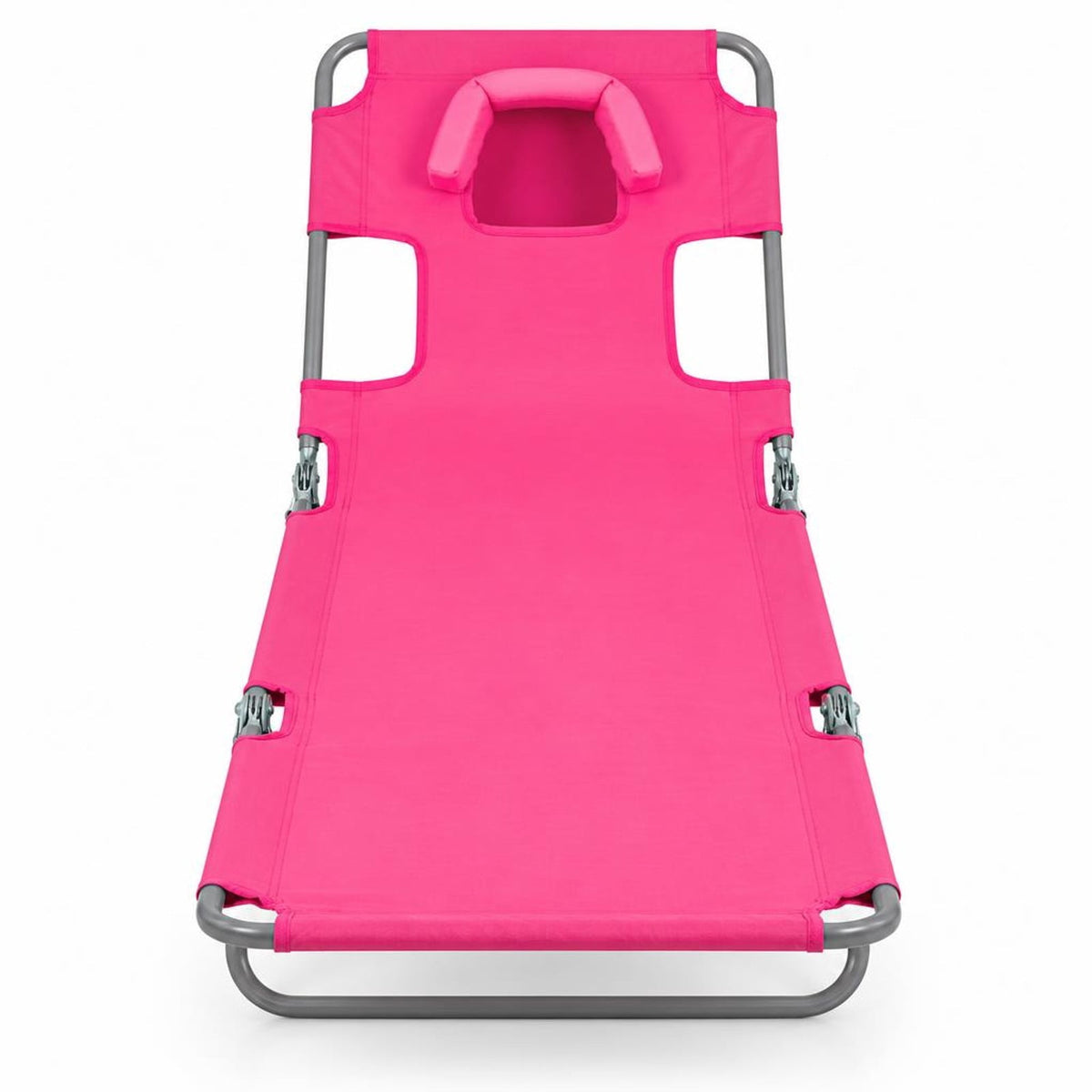 Airfind Folding Beach Lounge Chair with Adjustable Backrest for Lawn, 330 lbs Capacity, Metal Oxford Fabric Polyester Sponge Frame, Pink