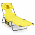 Airfind Folding Beach Lounge Chair with Adjustable Backrest for Lawn, 330 lbs Capacity, Metal Oxford Fabric Polyester Sponge Frame, Yellow