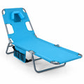 Airfind Folding Beach Lounge Chair with Adjustable Backrest for Lawn, 330 lbs Capacity, Metal Oxford Fabric Polyester Sponge Frame