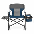 Airfind Folding Camping Directors Chair with Cooler Bag and Side Table, 400 lbs Capacity, Metal Oxford Cloth Frame, 45 x 22 x 39 Footprint, Blue