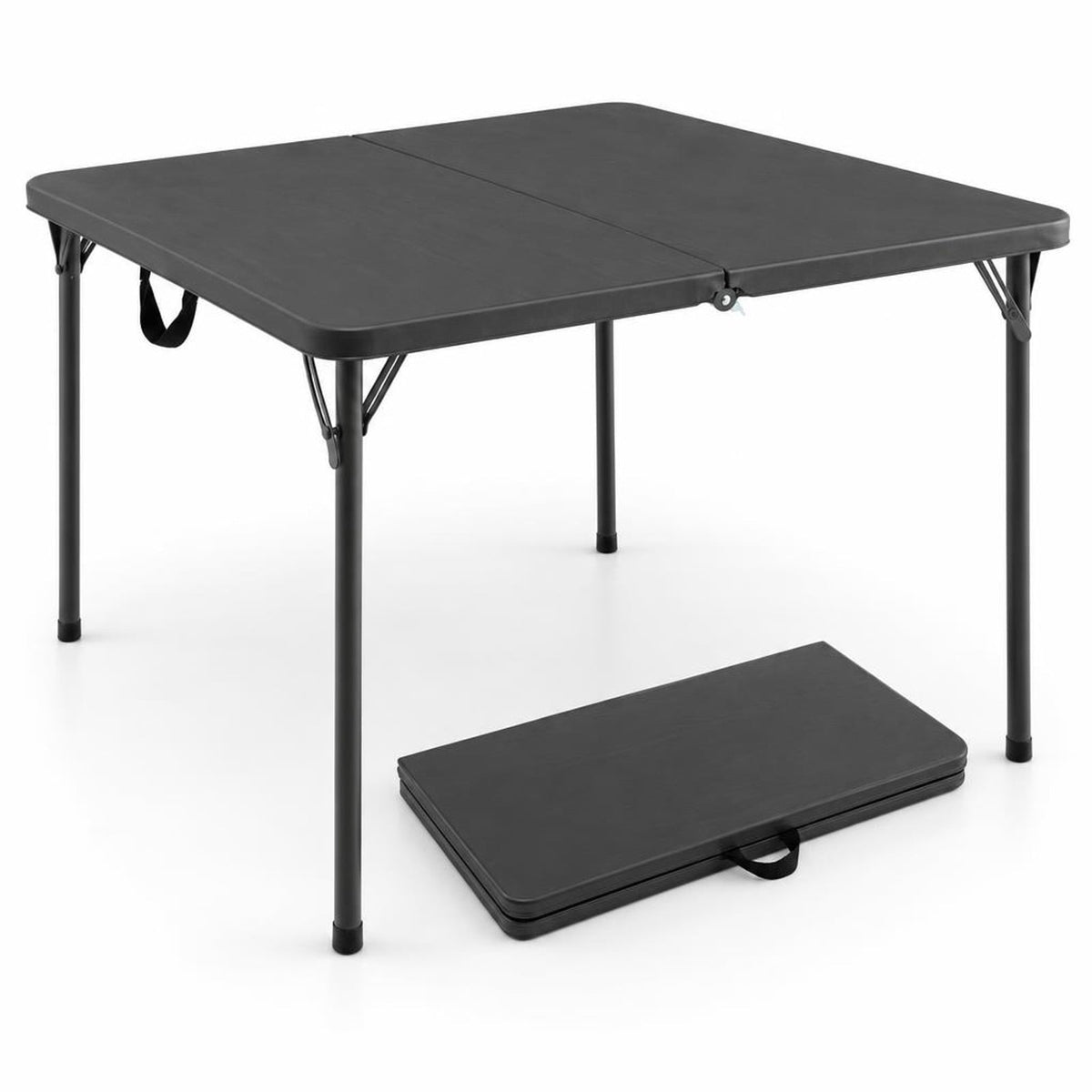 Airfind Folding Camping Table with All-Weather HDPE Tabletop and Rustproof Steel Frame, 330 lbs Capacity, HDPE Steel Frame, Gray
