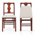 Airfind Folding Chairs Set of 2 Upholstered Dining Chairs with Comfy Padded Seats, 375 lbs Capacity, Rubber Wood Plywood Linen Fabric Sponge Frame