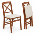 Airfind Folding Dining Chairs Set of 2 with Padded Seat and Rubber Wood Frame, 400 lbs Capacity, Rubber Wood Frame, 22in x 17in x 34.5in Footprint