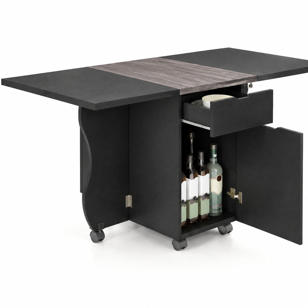 Airfind Folding Dining Table 3-in-1 Space-Saving Drop Leaf Kitchen Table with Lockable Wheels, 60 kg Capacity, 63.2 x 27.6 x 29.5 Footprint