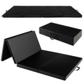 Airfind Folding Gymnastics Mat with Detachable Sweatproof PU Leather Cover and Carry Handles, Thick Foam Tumbling Exercise Mat, Black