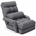 Airfind Folding Lazy Floor Chair Sofa with Armrests and Pillow, Linen-like cloth steel sponge Frame, 22in x 26in x 29in Footprint, Gray