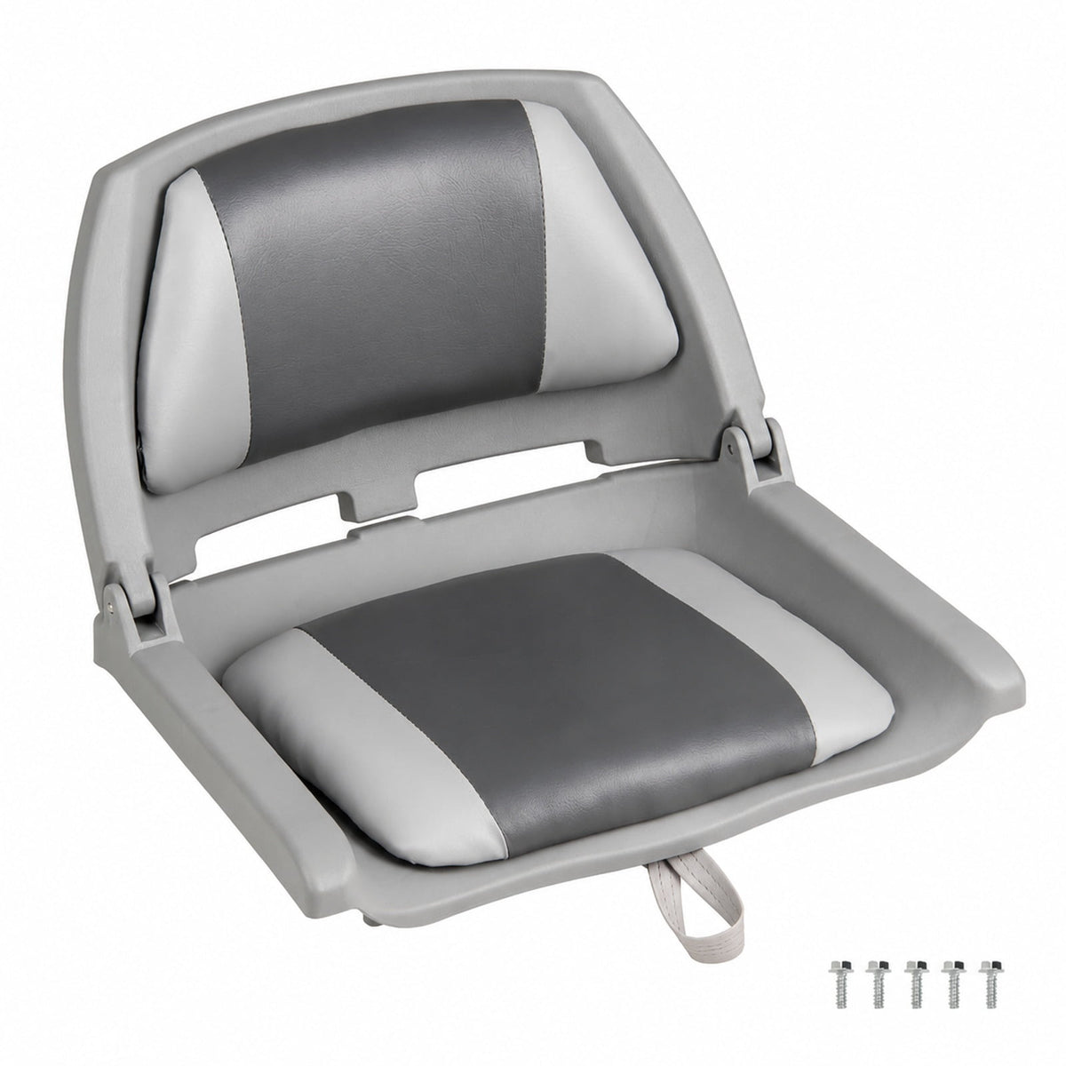 Airfind Folding Low Back Boat Seat with Marine Grade PVC and Sturdy PP Frame for Fishing Boats Pontoons and Marine Cabin Seating, White
