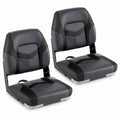 Airfind Folding Low Back Boat Seats 2 Pack with Fixing Bolts and Aluminum Hinges for Fishing and Cabin Seating Boats, Black and Gray