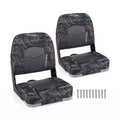 Airfind Folding Low Back Boat Seats 2 Pack with Thick Sponge Padding and Aluminum Hinges for Fishing and Cabin Boats, Camouflage