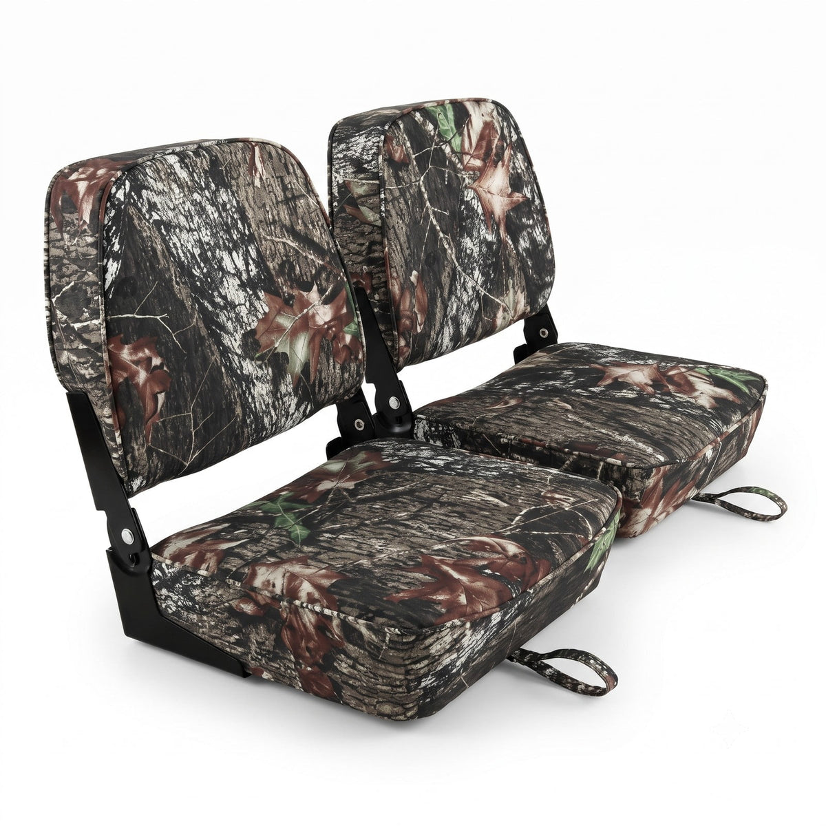 Airfind Folding Low Back Boat Seats 2 Pack with Thick Sponge Padding and Aluminum Hinges for Fishing and Jon Boats, Camouflage