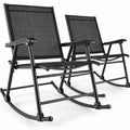 Airfind Folding Rocking Chair with Breathable Seat Fabric Set of 2, 330 lbs Capacity, Fabric Metal Frame, 32.5 x 25 x 36 Footprint, Black