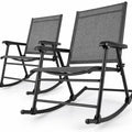 Airfind Folding Rocking Chair with Breathable Seat Fabric Set of 2, 330 lbs Capacity, Fabric Metal Frame, 32.5 x 25 x 36 Footprint, Gray