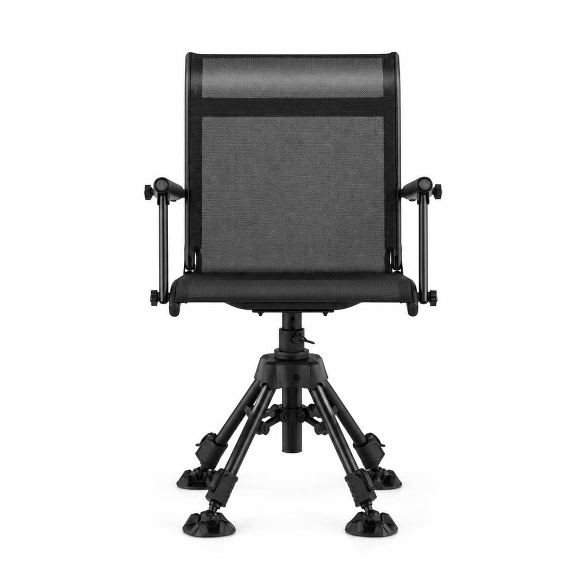 Airfind Folding Swivel Patio Chair with 4 Adjustable Leg, PP Steel Nylon Frame, 21.5 x 21.5 x 33.5-42 Footprint, Black