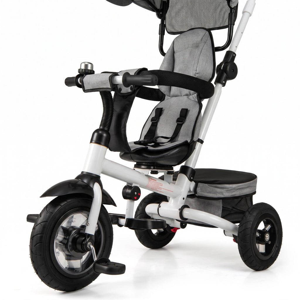 Airfind Folding Tricycle Baby Stroller with Reversible Seat and Adjustable Canopy, 55 lbs Capacity, Metal PP Linen Fabric Rubber Frame, Gray