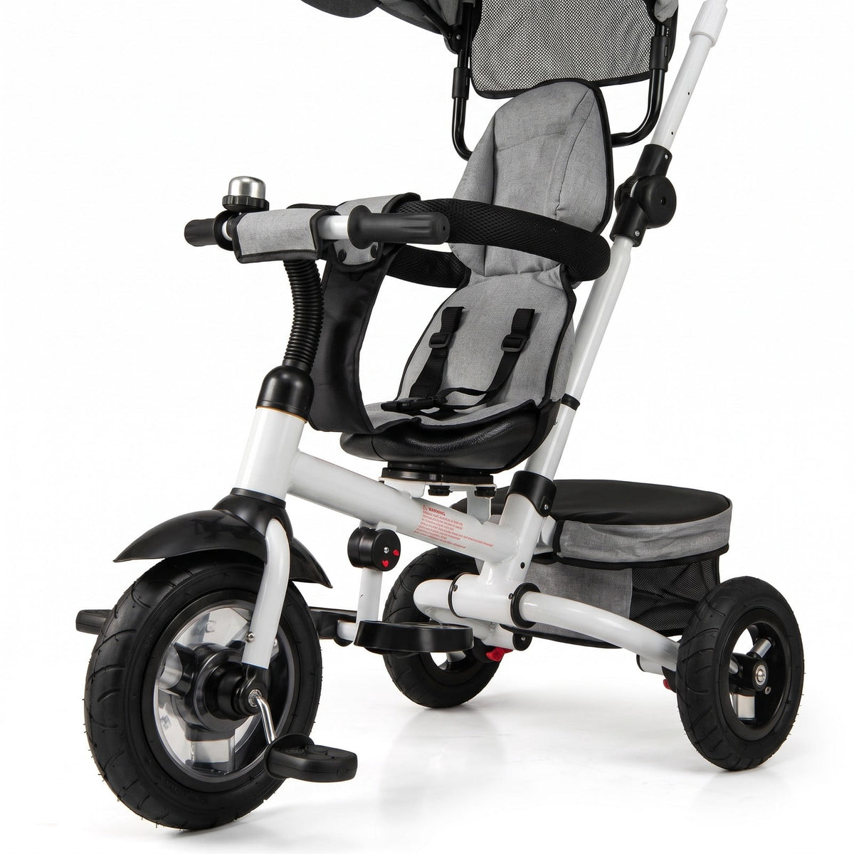 Airfind Folding Tricycle Baby Stroller with Reversible Seat and Adjustable Canopy, 55 lbs Capacity, Metal PP Linen Fabric Rubber Frame, Gray