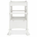 Airfind Folding Wooden Step Stool with Lockable Safety Rail for Toddler 3+, 88 lbs Capacity, Pine Wood Frame, for 3-10 Years Old, White