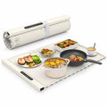 Airfind Food Warming Mat Rollable and Portable Electric Warming Tray with Fasting Heating, Silicone ABS Unfolding Frame, Beige