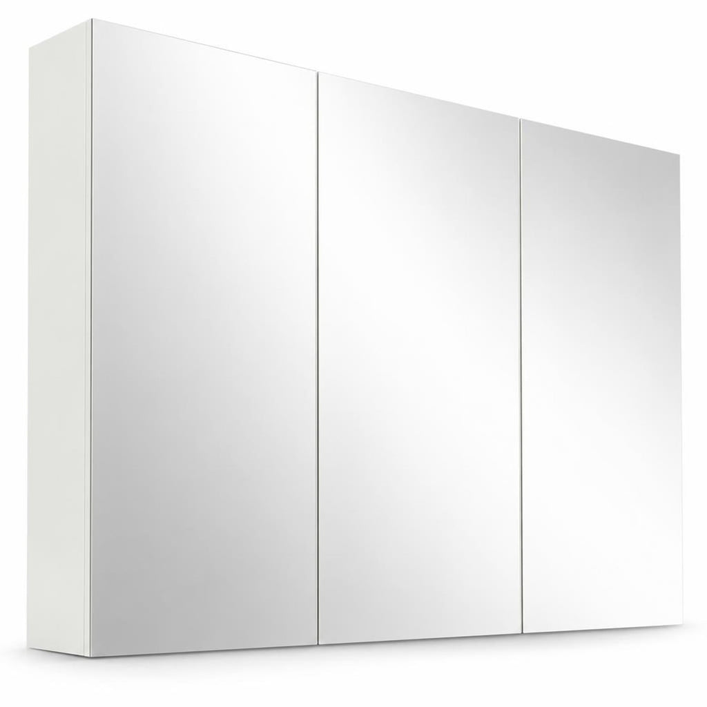 Airfind Frameless Bathroom Wall Mounted Mirror Cabinet with 3 Doors, Engineered Wood Glass Frame, 34.5 Inch x 5 Inch x 25.5 Inch (L x W x H). Footprint, White