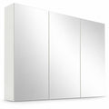 Airfind Frameless Bathroom Wall Mounted Mirror Cabinet with 3 Doors, Engineered Wood Glass Frame, 34.5 Inch x 5 Inch x 25.5 Inch (L x W x H). Footprint, White