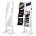Airfind Free Standing Full Length Jewelry Armoire with LED Lights, P2 MDF Glass Plastic Acrylic Frame, 101in x 72in x 72in Footprint, White