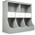 Airfind Freestanding Combo Cubby Bin Storage Organizer Unit W/3 Baskets, 66 lbs Capacity, 37 x 16 x 37 (L x W x H) Big drawer Footprint, Gray