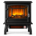 Airfind Freestanding Fireplace Heater featuring Realistic Dancing Flame Effect, 50 lbs Power Rating: 1400W Capacity, Steel Tempered Glass Frame, Black