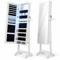 Airfind Jewelry Cabinet, Freestanding, with Full Length HD Mirror, MDF Glass Frame, 16 Inch x 14.5 Inch x 61.5 Inch Footprint, White