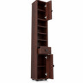 Airfind Freestanding Slim Bathroom Cabinet with Drawer and Adjustable Shelves, 110 lbs Capacity, MDF Frame, 8in x 8in x 71in Total Footprint, Brown