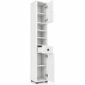 Airfind Freestanding Slim Bathroom Cabinet with Drawer and Adjustable Shelves, 110 lbs Capacity, MDF Frame, 8in x 8in x 71in Total Footprint, White