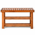 Airfind Freestanding Wood Bench with 3, 180 lbs Capacity, Acacia wood, 27.5 Inch x 11 Inch x 17.5 Inch (L x W x H) Weight: 10 lbs, Wood
