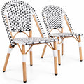 Airfind French Bistro Chair Set of 2 with Galvanized Metal Framex, 330 lbs Net Weight of 2 Chairs: 24.5 lbs Capacity, White