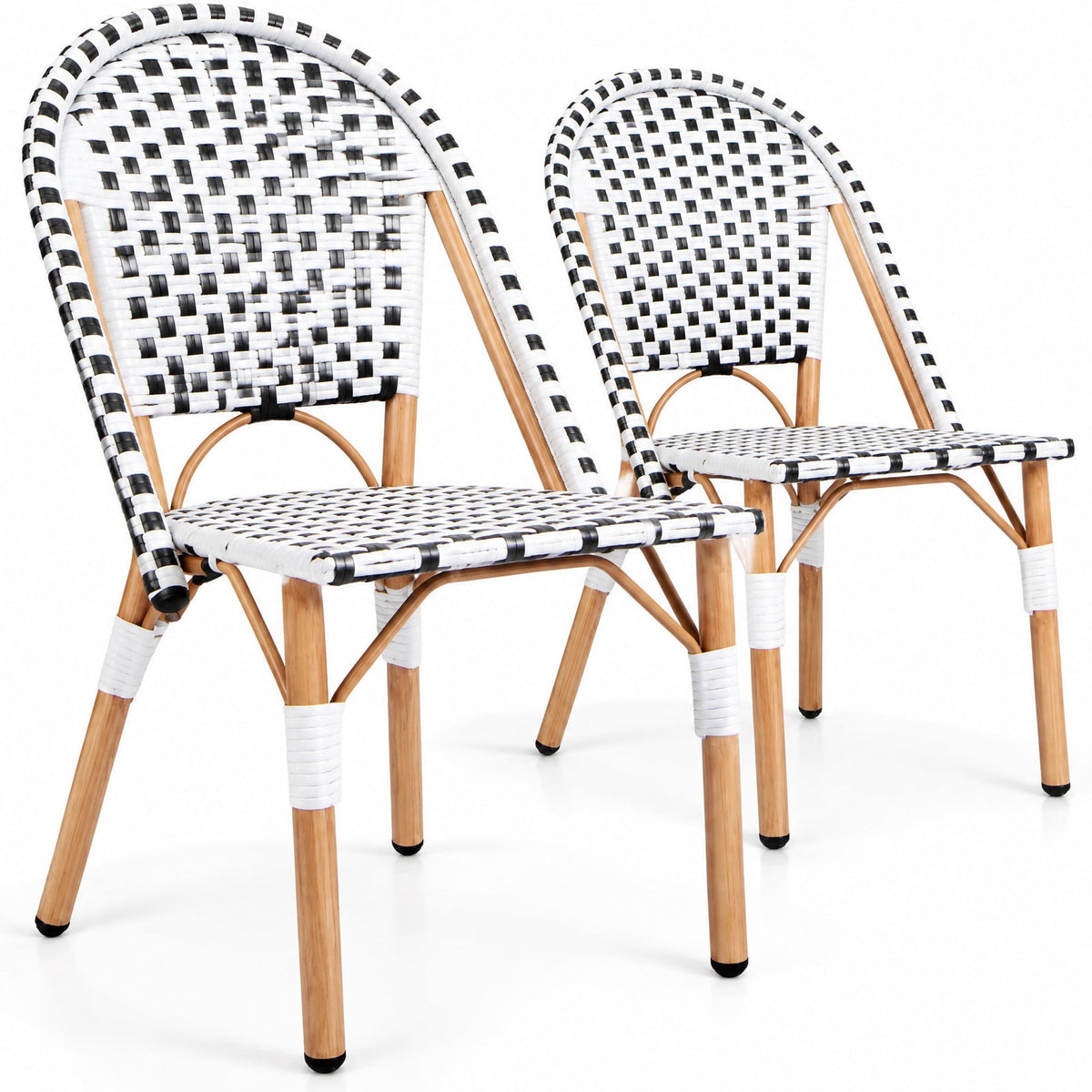 Airfind French Bistro Chair Set of 2 with Galvanized Metal Framex, 330 lbs Net Weight of 2 Chairs: 24.5 lbs Capacity, White