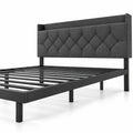 Airfind Full/Queen Size Floating Bed Frame with LED and Headboard and Charging Station, 660 lbs Capacity, 78.5 Inch x 55.5 Inch x 34 Inch Bed Platform Footprint