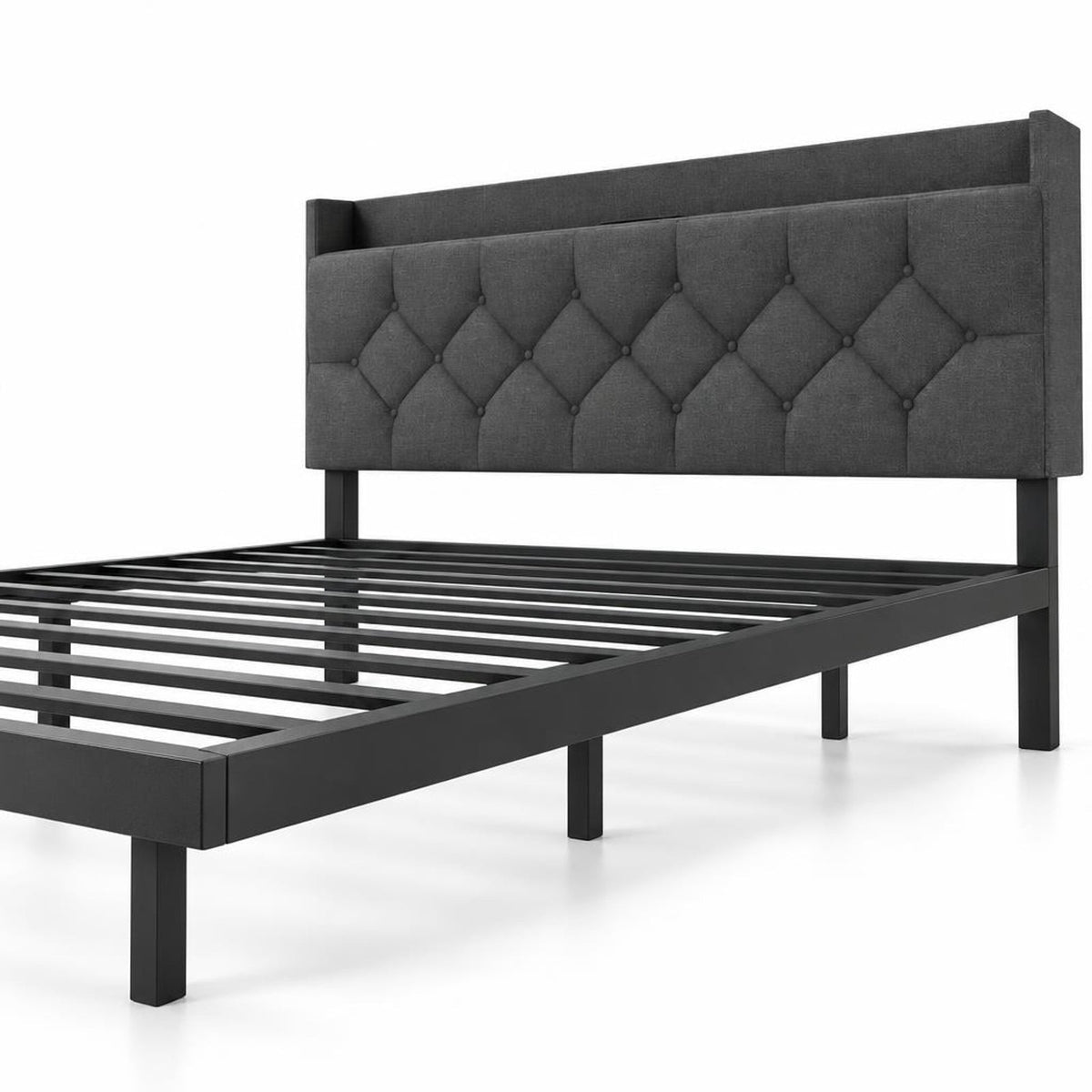 Airfind Full/Queen Size Floating Bed Frame with LED and Headboard and Charging Station, 660 lbs Capacity, 78.5 Inch x 55.5 Inch x 34 Inch Bed Platform Footprint