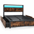 Airfind Full/Queen Size LED Bed Frame with Charging Station and 4 Storage Drawers, 81 Inch x 56 Inch x 40 Inch Inner Footprint