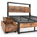 Airfind Full Size Bed Frame with 2-Tier Storage Headboard and Charging Station, 600 lbs Capacity, Metal MDF Frame, 82.5 Inch x 55.5 Inch x 39 Inch Footprint