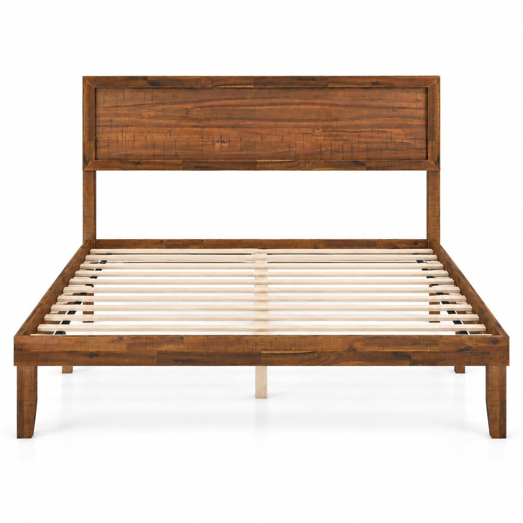 Airfind Full Size Bed Frame with Headboard and Wooden Slats Support, 660 lbs Capacity, Plywood Acacia Wood Rubber Wood MDF Frame