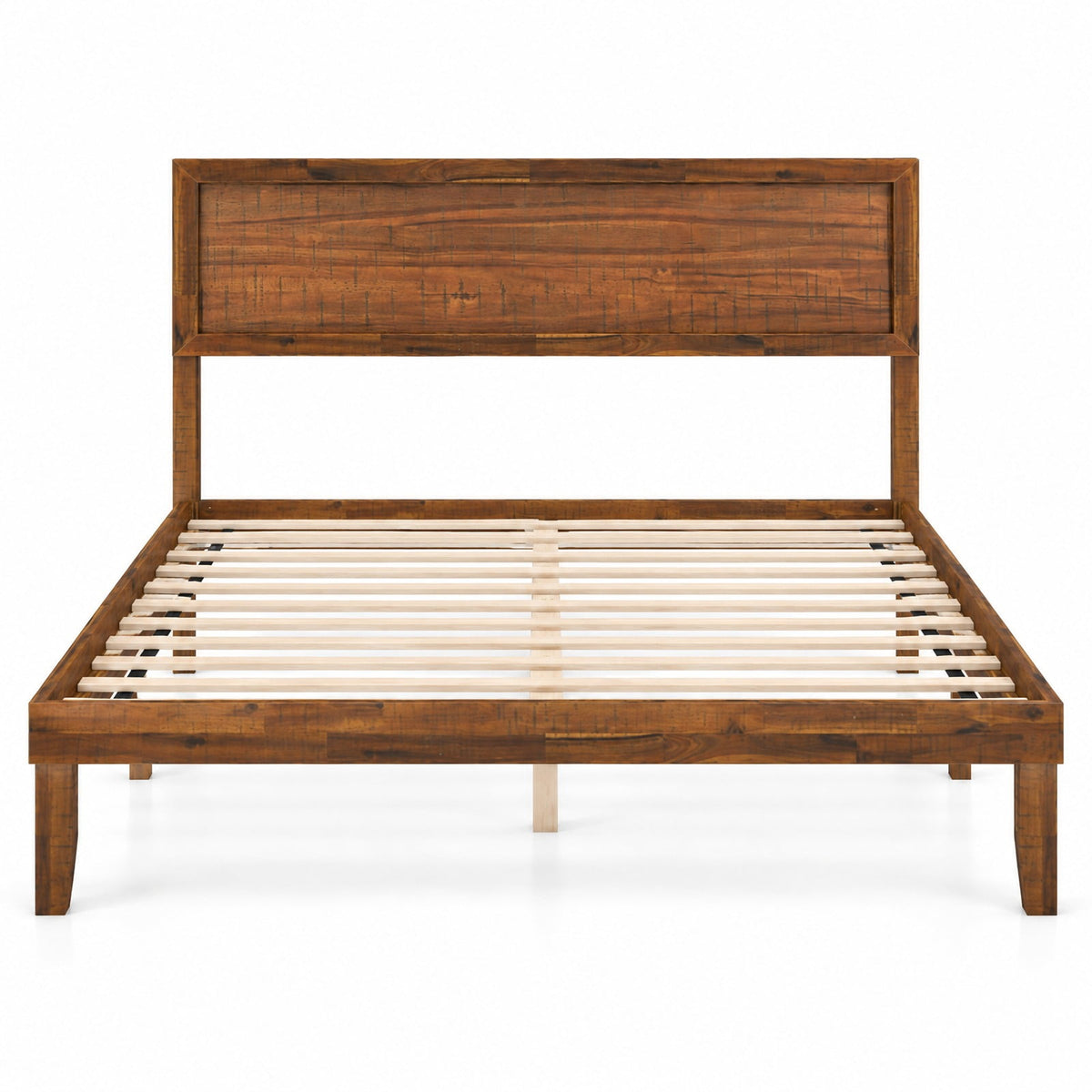 Airfind Full Size Bed Frame with Headboard and Wooden Slats Support, 660 lbs Capacity, Plywood Acacia Wood Rubber Wood MDF Frame
