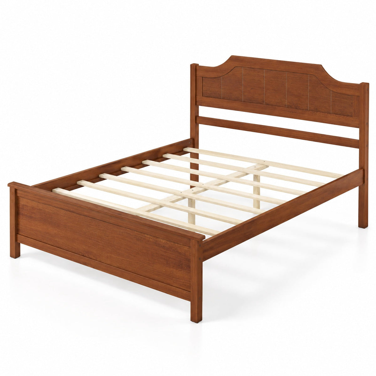 Airfind Full Size Solid Wood Platform Bed Frame with Headboard in Walnut, 440 lbs Capacity, 79.5 x 58 x 39 Bed Platform Footprint, Walnut