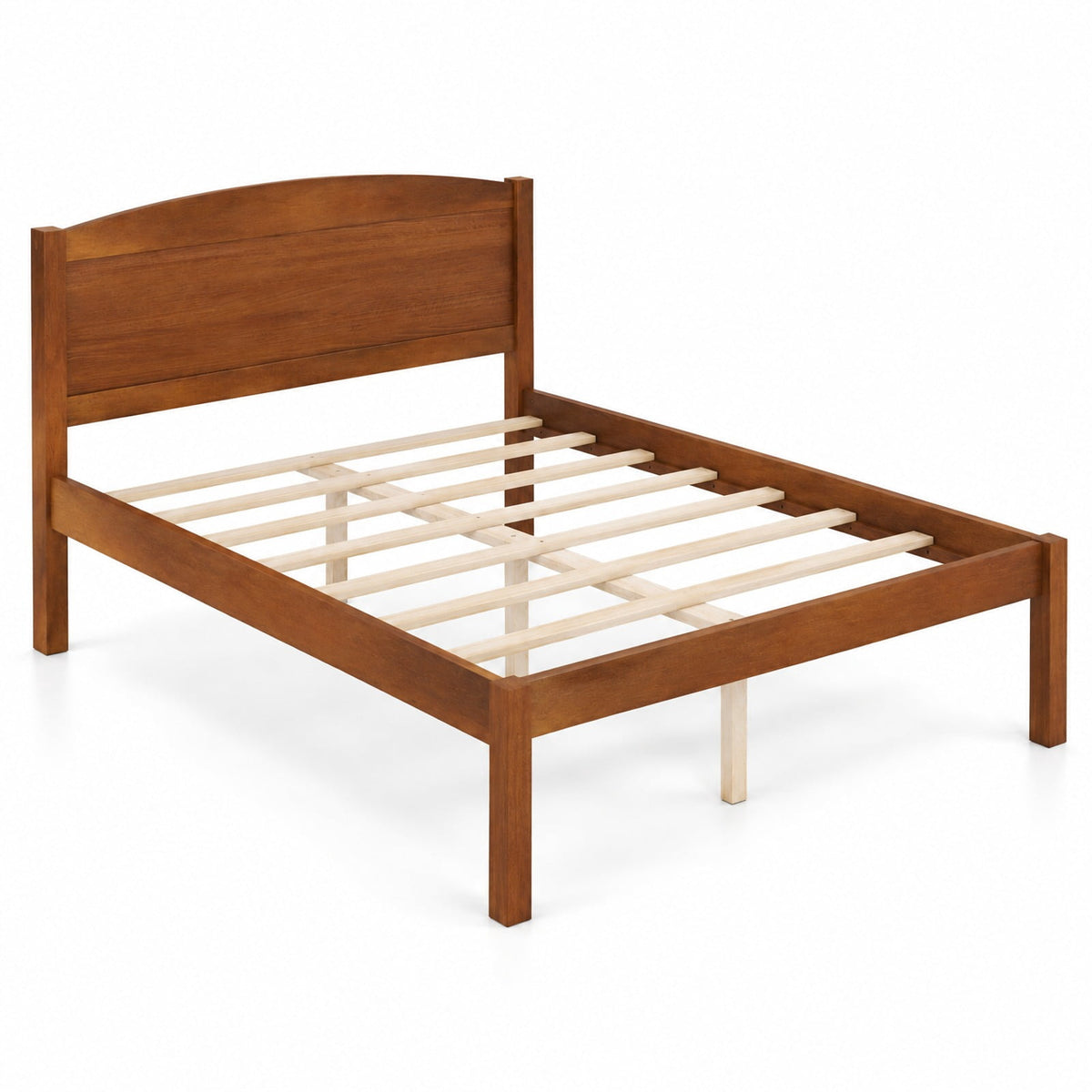 Airfind Full Size Wooden Platform Bed Frame with Curved Headboard, 300 lbs Capacity, Pine Wood Engineered Wood Frame, 80 x 57 x 37.5 Footprint